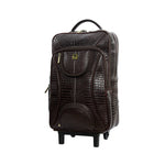 GENUINE LEATHER CROCO PRINT MULTIPURPOSE TRAVEL TROLLY BACKPACK WITH LAPTOP COMPARTMENT