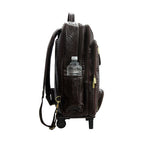 GENUINE LEATHER CROCO PRINT MULTIPURPOSE TRAVEL TROLLY BACKPACK WITH LAPTOP COMPARTMENT