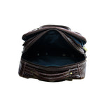 GENUINE LEATHER CROCO PRINT MULTIPURPOSE TRAVEL TROLLY BACKPACK WITH LAPTOP COMPARTMENT