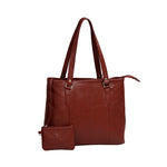 Genuine Leather Womens Tote Bag With Wallet Pouch