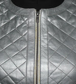 Genuine Leather Quilted Jacket For Women's Color Silver