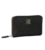 Genuine Leather , Croco Embossed Leather Women Wallet Black Color