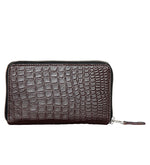 Genuine Leather , Croco Embossed Leather Women Wallet Brown Color