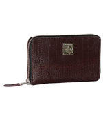 Genuine Leather , Croco Embossed Leather Women Wallet Brown Color